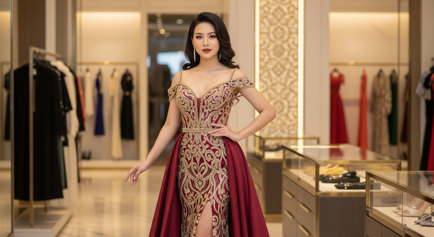 Váy dạ hội hồng pastel